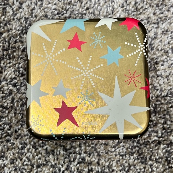 Fossil Gold Star Patterned Tin Box - Picture 1 of 4